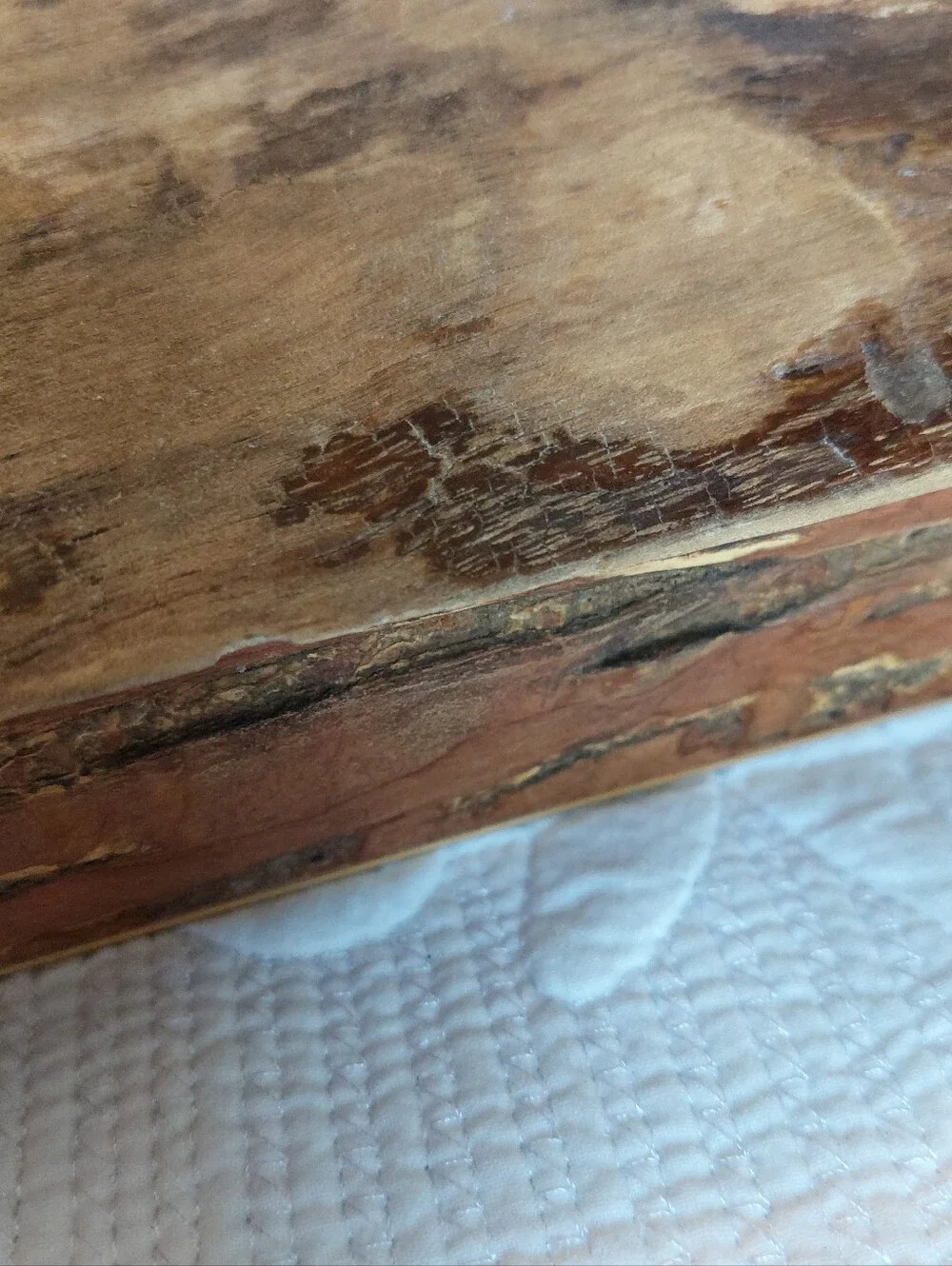 Handmade Walnut Burl Wood Box with Lid Live Edge Rustic Cabin Cottage Core READ